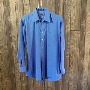 Savile Row Mens Large Light Blue Broadcloth Long Sleeve Dress Shirt